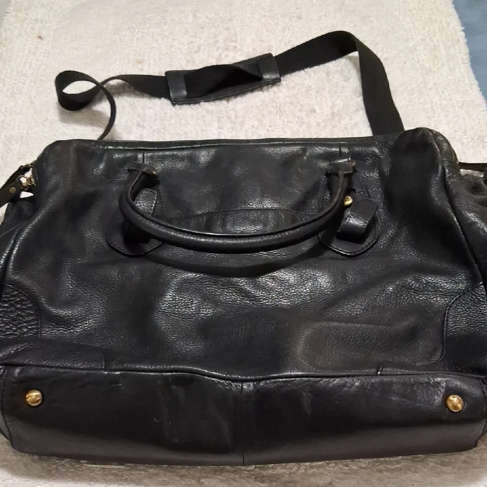 Margot Black Leather Travel Bag